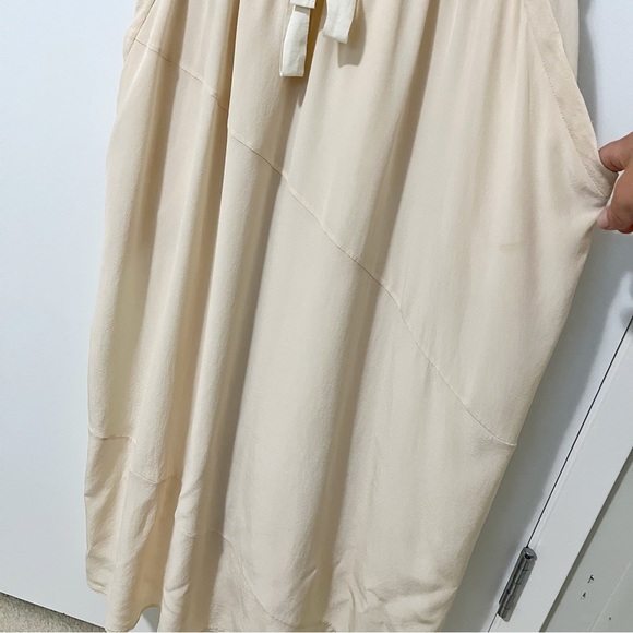 Aritzia Wilfred Silk Sleeveless Tie Waist Racerback Midi Dress Ivory Size Small - Picture 6 of 15